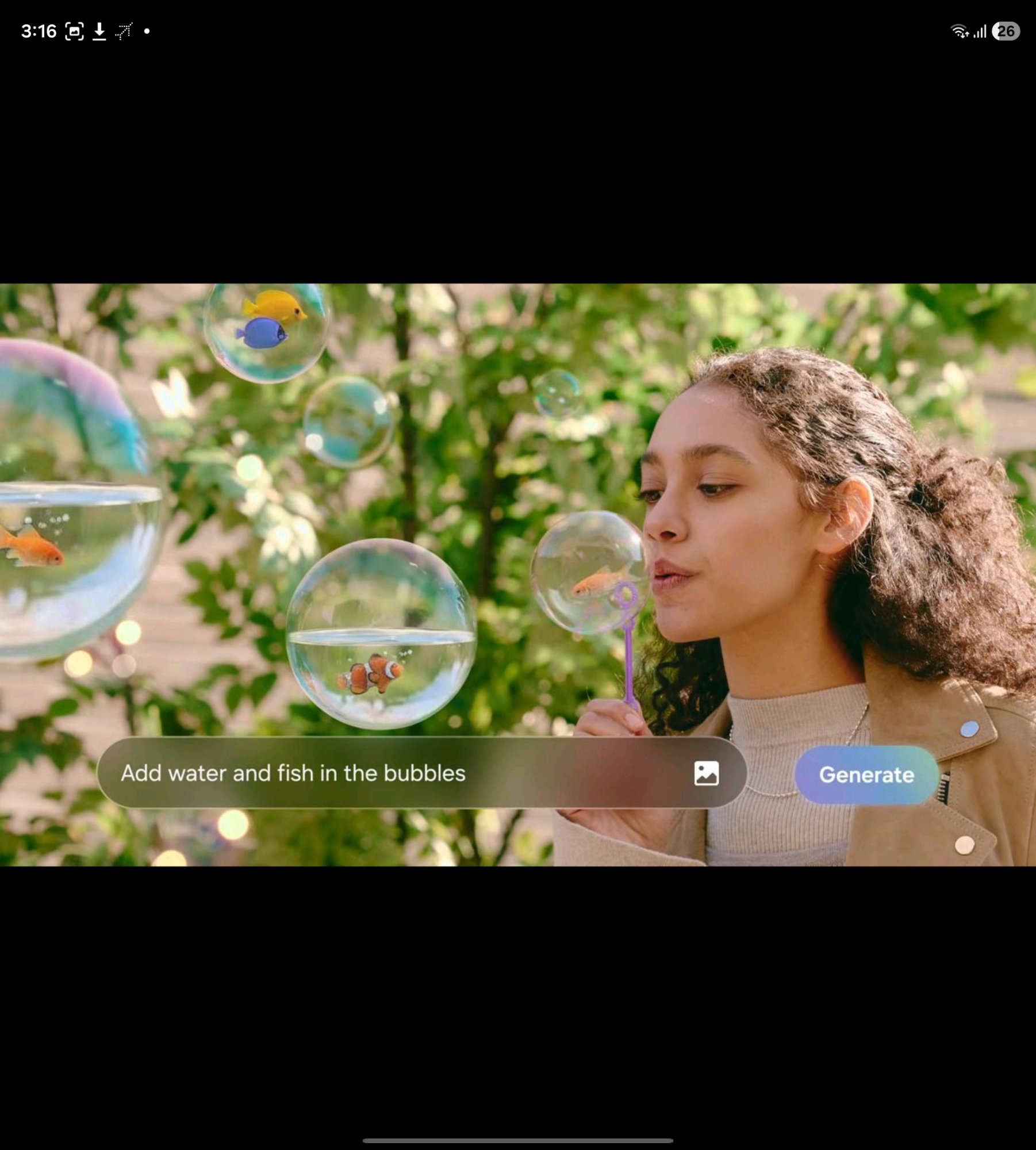 Instruction-based editing — Add water and fish in the bubbles